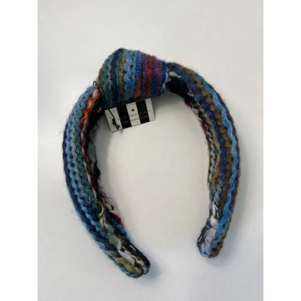 NWT Lele Sadoughi Mixed Yarn Knotted Multicolor Headband in Iris